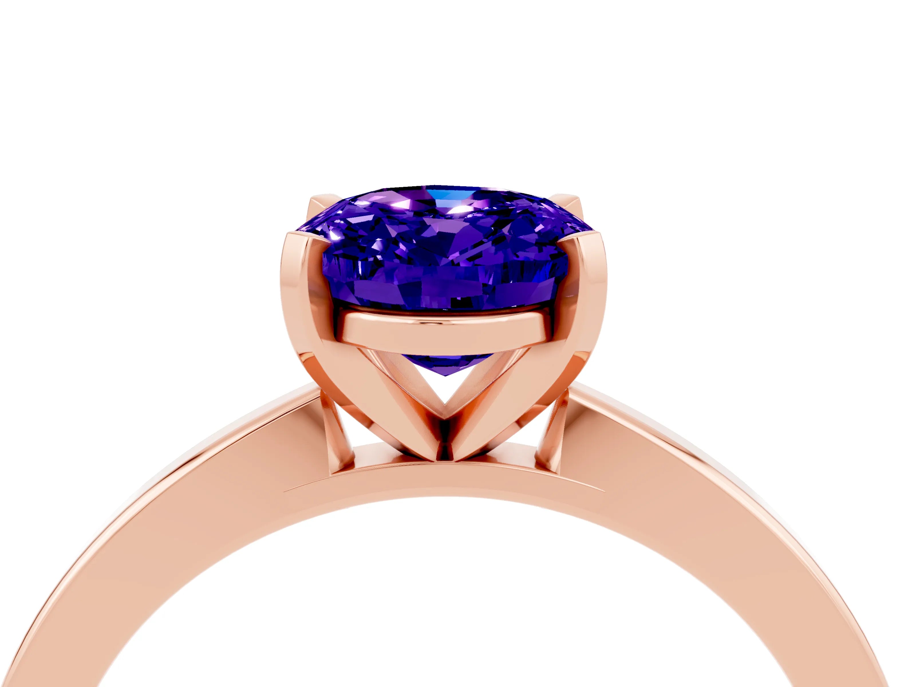 Rose gold Oval Cut Tanzanite Solitaire Engagement Ring with Classic Band and Four-Prong Setting_28