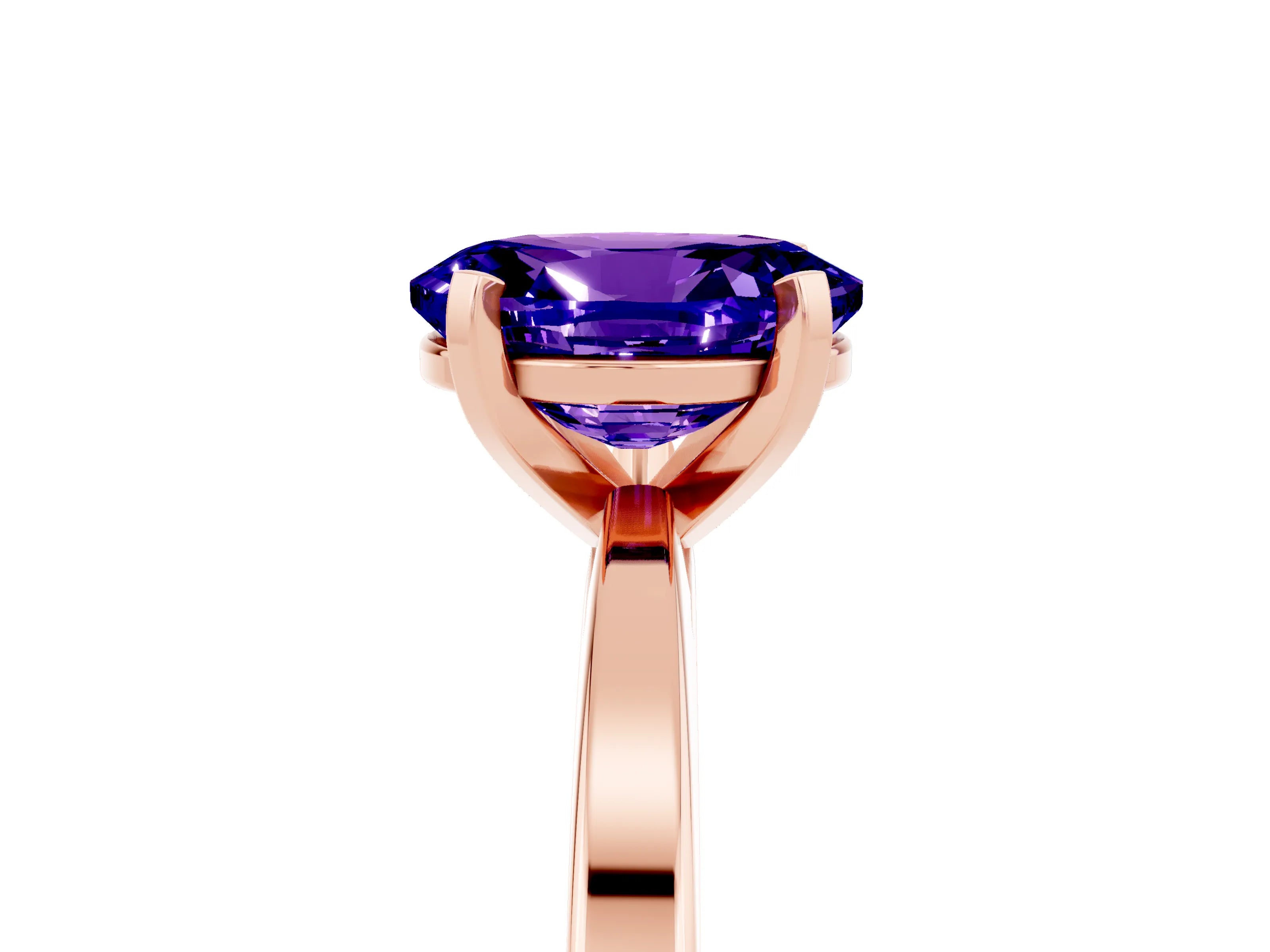 Rose gold Oval Cut Tanzanite Solitaire Engagement Ring with Classic Band and Four-Prong Setting_29