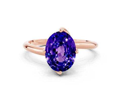 Rose gold Oval Cut Tanzanite Solitaire Engagement Ring with Four-Prong Setting and Classic Band_12