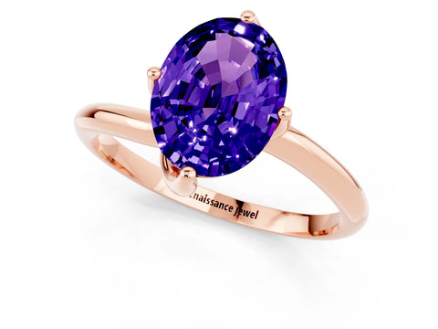 Rose gold Oval Cut Tanzanite Solitaire Engagement Ring with Four-Prong Setting and Classic Band_13