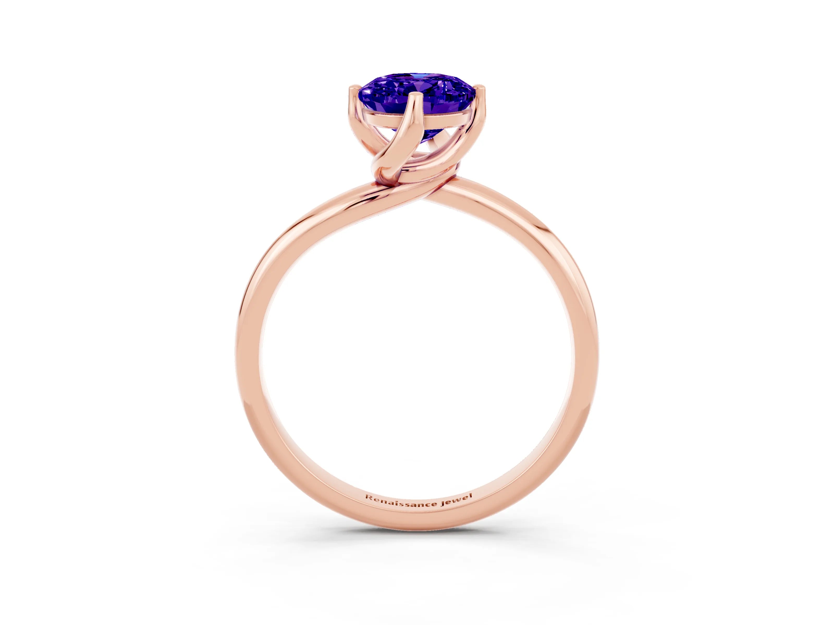 Rose gold Oval Cut Tanzanite Solitaire Engagement Ring with Four-Prong Setting and Classic Band_15