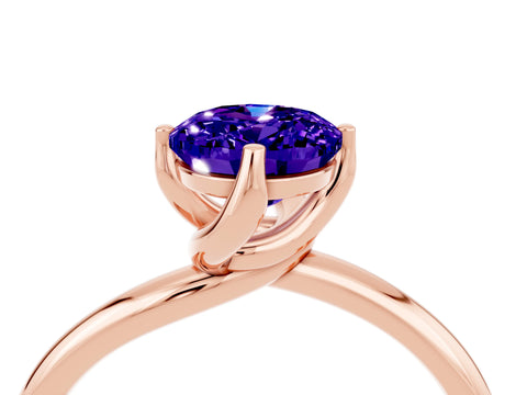 Rose gold Oval Cut Tanzanite Solitaire Engagement Ring with Four-Prong Setting and Classic Band_16