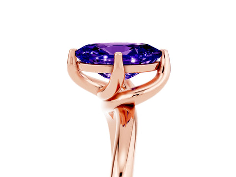 Rose gold Oval Cut Tanzanite Solitaire Engagement Ring with Four-Prong Setting and Classic Band_17
