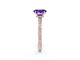 Rose gold Oval Cut Tanzanite Solitaire Engagement Ring with Pavé Band and Four-Prong Setting_2