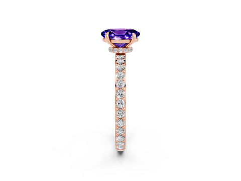 Rose gold Oval Cut Tanzanite Solitaire Engagement Ring with Pavé Band and Four-Prong Setting_2