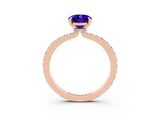 Rose gold Oval Cut Tanzanite Solitaire Engagement Ring with Pavé Band and Four-Prong Setting_3