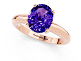 Rose gold Oval Cut Tanzanite Solitaire Engagement Ring with Round Band and Four-Prong Setting_1