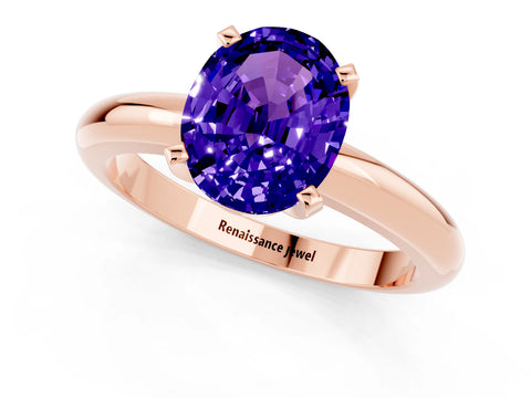 Rose gold Oval Cut Tanzanite Solitaire Engagement Ring with Round Band and Four-Prong Setting_1