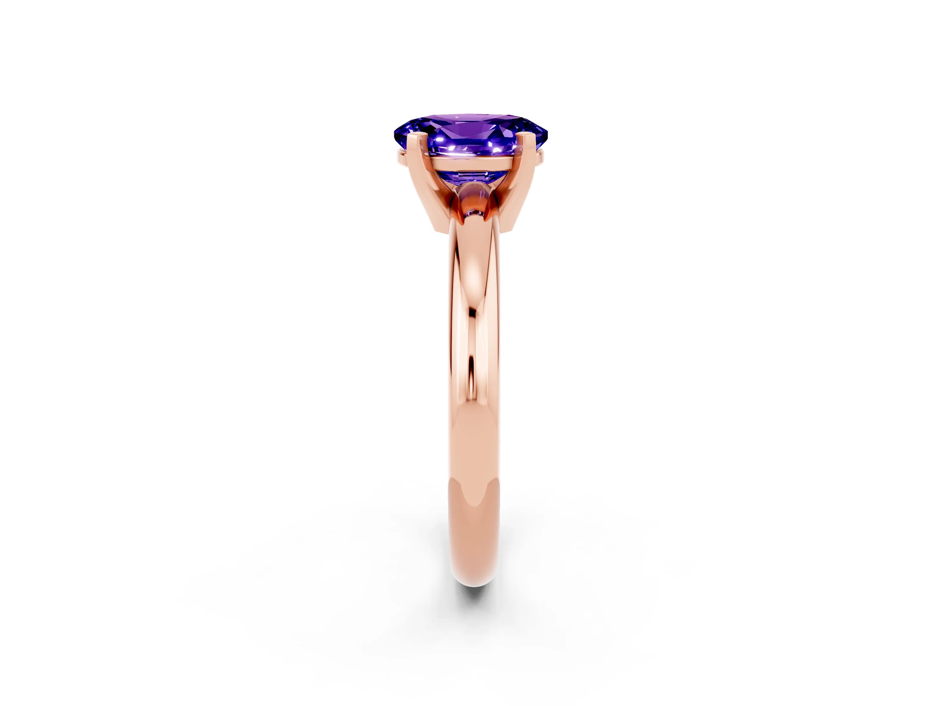 Rose gold Oval Cut Tanzanite Solitaire Engagement Ring with Round Band and Four-Prong Setting_2