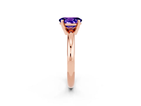 Rose gold Oval Cut Tanzanite Solitaire Engagement Ring with Round Band and Four-Prong Setting_2