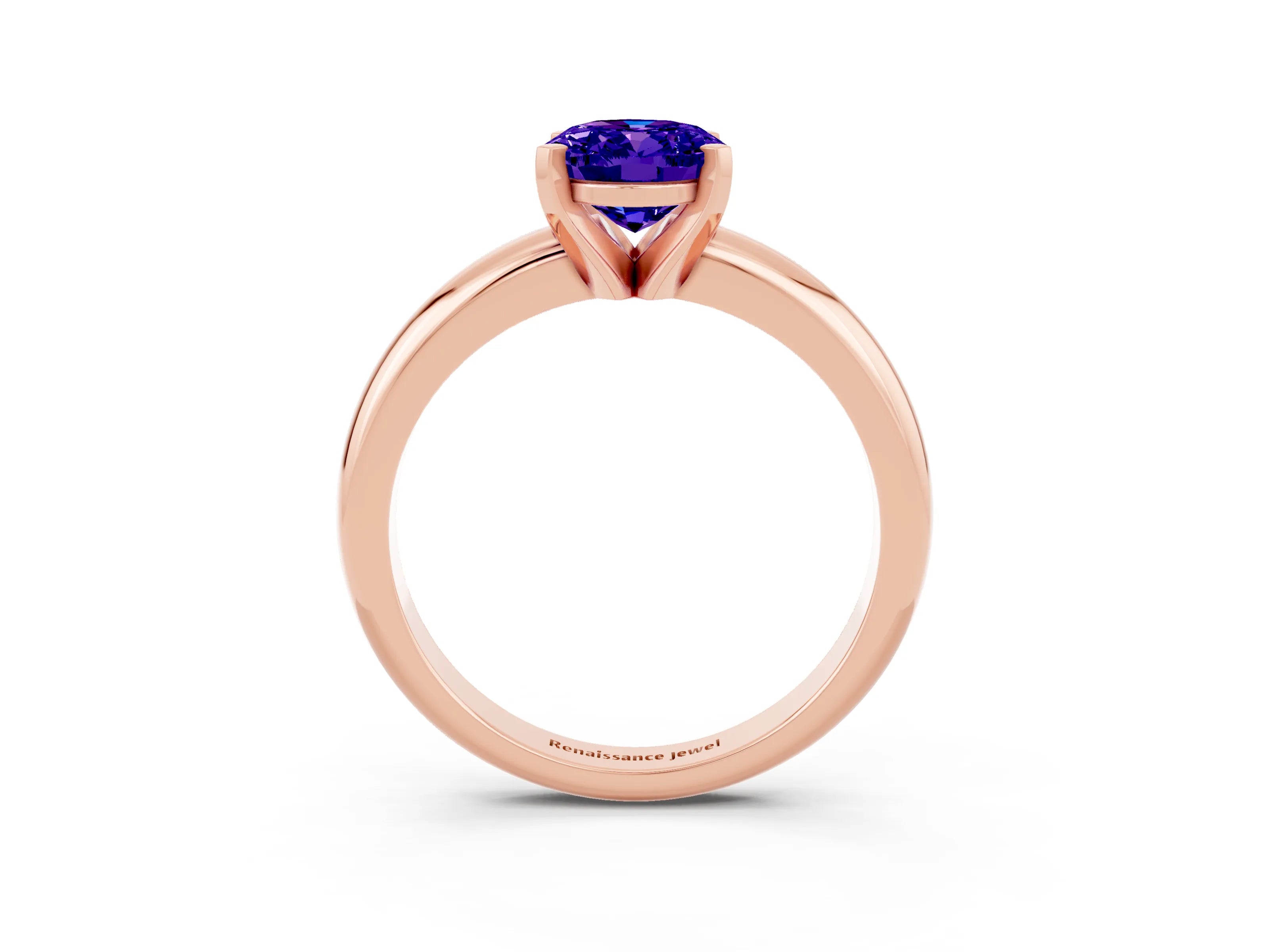 Rose gold Oval Cut Tanzanite Solitaire Engagement Ring with Round Band and Four-Prong Setting_3