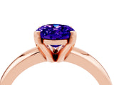 Rose gold Oval Cut Tanzanite Solitaire Engagement Ring with Round Band and Four-Prong Setting_4