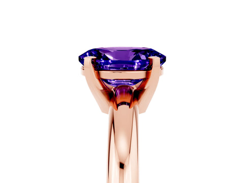 Rose gold Oval Cut Tanzanite Solitaire Engagement Ring with Round Band and Four-Prong Setting_5