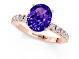 Rose gold Oval Cut Tanzanite Solitaire Pavé Band with Four-Prong Setting_1