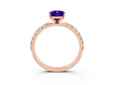 Rose gold Oval Cut Tanzanite Solitaire Pavé Band with Four-Prong Setting_3