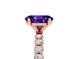 Rose gold Oval Cut Tanzanite Solitaire Pavé Band with Four-Prong Setting_5