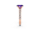 Rose gold Oval Cut Tanzanite Solitaire Pavé Engagement Ring with Round Band and Prong Setting_14