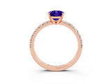 Rose gold Oval Cut Tanzanite Solitaire Pavé Engagement Ring with Round Band and Prong Setting_15