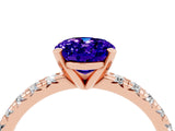 Rose gold Oval Cut Tanzanite Solitaire Pavé Engagement Ring with Round Band and Prong Setting_16