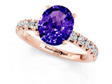 Rose gold Oval Cut Tanzanite Solitaire Pavé Engagement Ring with Round Band and Prong Setting_74