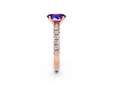 Rose gold Oval Cut Tanzanite Solitaire Pavé Engagement Ring with Round Band and Prong Setting_75