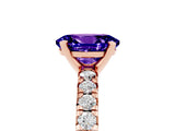 Rose gold Oval Cut Tanzanite Solitaire Pavé Engagement Ring with Round Band and Prong Setting_78