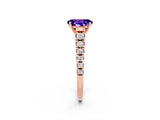 Rose gold Oval Cut Tanzanite Solitaire Ring with Cathedral Setting and Pavé Band_2