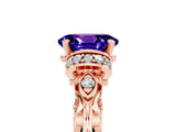 Rose gold Oval Cut Tanzanite Solitaire Ring with Filigree Band and Four-Prong Setting_29