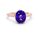 Rose gold Oval Cut Tanzanite Solitaire Ring with Flower Prong Setting and Classic Band_12