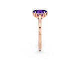 Rose gold Oval Cut Tanzanite Solitaire Ring with Flower Prong Setting and Classic Band_14