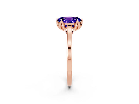 Rose gold Oval Cut Tanzanite Solitaire Ring with Flower Prong Setting and Classic Band_14