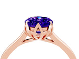 Rose gold Oval Cut Tanzanite Solitaire Ring with Flower Prong Setting and Classic Band_16