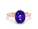 Rose gold Oval Cut Tanzanite Solitaire Ring with Flower Prong Setting and Classic Band_37