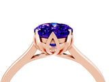 Rose gold Oval Cut Tanzanite Solitaire Ring with Flower Prong Setting and Classic Band_41