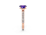 Rose gold Oval Cut Tanzanite Solitaire Ring with Pavé Accents and Four-Prong Setting_2
