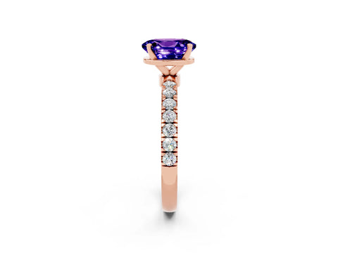 Rose gold Oval Cut Tanzanite Solitaire Ring with Pavé Accents and Four-Prong Setting_2