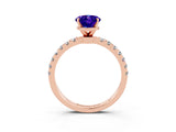Rose gold Oval Cut Tanzanite Solitaire Ring with Pavé Accents and Four-Prong Setting_3