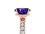 Rose gold Oval Cut Tanzanite Solitaire Ring with Pavé Accents and Four-Prong Setting_5