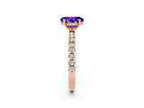 Rose gold Oval Cut Tanzanite Solitaire Ring with Pavé Band and Four-Prong Setting_26