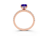 Rose gold Oval Cut Tanzanite Solitaire Ring with Pavé Band and Four-Prong Setting_27