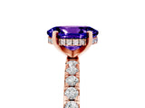 Rose gold Oval Cut Tanzanite Solitaire Ring with Pavé Band and Four-Prong Setting_29