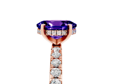 Rose gold Oval Cut Tanzanite Solitaire Ring with Pavé Band and Four-Prong Setting_29