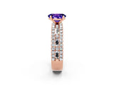 Rose gold Oval Cut Tanzanite Solitaire Ring with Pavé and Channel Set Band_2