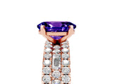 Rose gold Oval Cut Tanzanite Solitaire Ring with Pavé and Channel Set Band_5