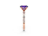 Rose gold Oval Cut Tanzanite Solitaire Ring with Pave Band and Four Prong Setting_26