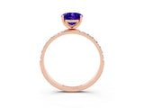 Rose gold Oval Cut Tanzanite Solitaire Ring with Pave Band and Four Prong Setting_27
