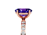 Rose gold Oval Cut Tanzanite Solitaire Ring with Pave Band and Four Prong Setting_29