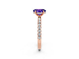 Rose gold Oval Cut Tanzanite Solitaire Ring with Round  Pavé Band and Four-Prong Setting_46