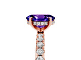 Rose gold Oval Cut Tanzanite Solitaire Ring with Round  Pavé Band and Four-Prong Setting_49