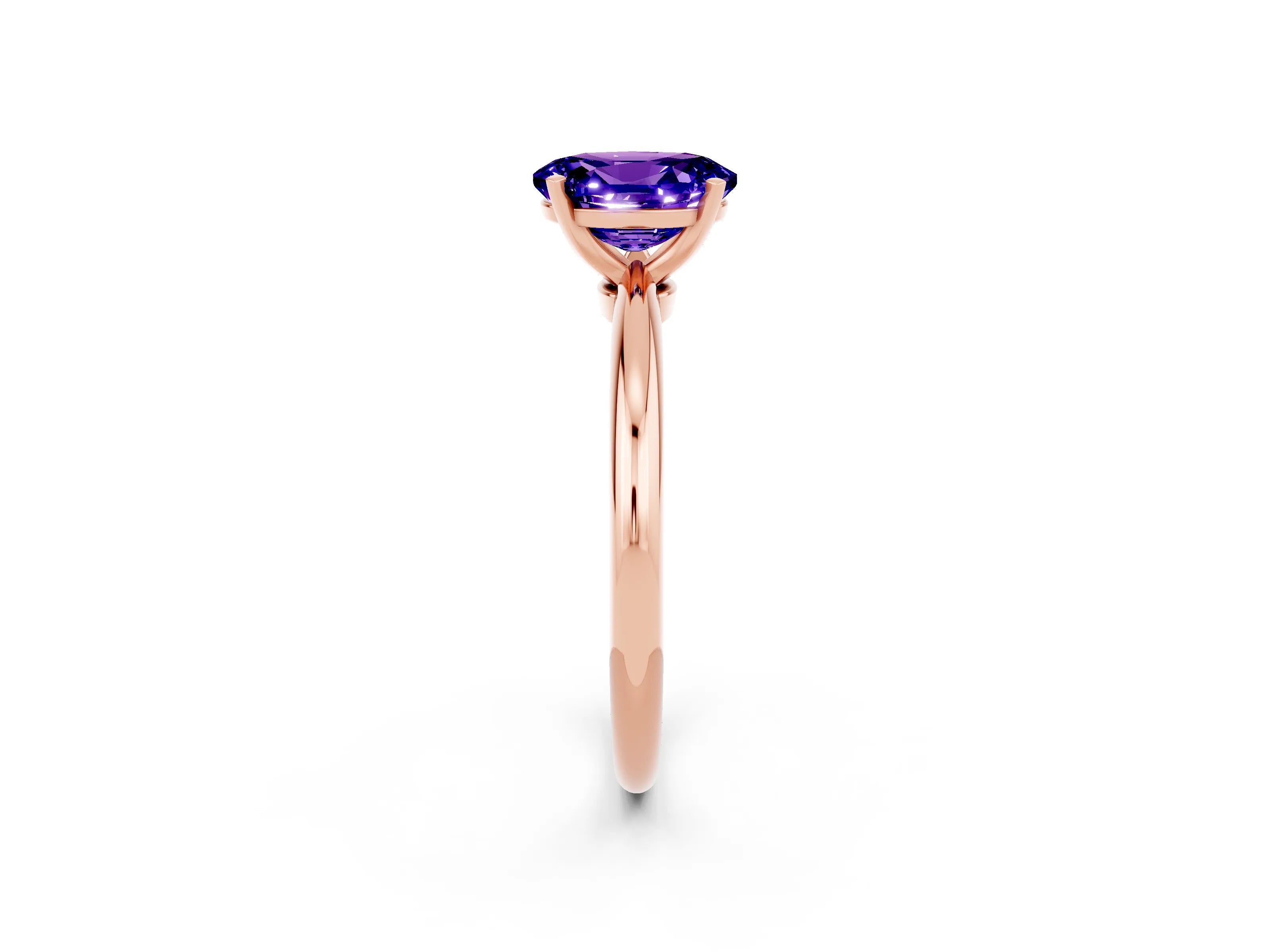 Rose gold Oval Cut Tanzanite Solitaire Ring with Six-Prong Setting and Classic Band_2